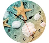 Reloj de pared con diseño de Estrella de Mar, Reloj decorativo de Precisión, Silencioso y legible, adortado para dormitorio/Salón/Cocina, 10