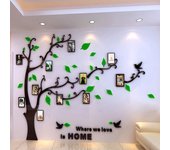 3D Acrylic Tree Photo Frame Wall Stickers Crystal Mirror Stickers Paste On TV Background Wall DIY Family Photo Frame Wall Decor