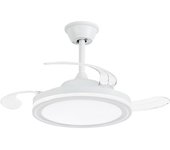 NARVI Ventilador de techo Blanco de Ø40 cm, Palas retráctiles, Motor DC 30W, LED Regulable y Memoria. Con Mando. 8941-40 WH