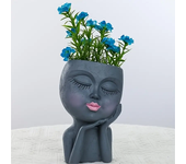 Shy Girl Face Planter, Creative Faux Human Resin Crafts, Multicolor Planter with Drainage Hole, Garden, Tabletop Decorations