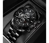 Business Fashion Three-Eye Mixed Scale Dial Quartz Steel Strap Watch