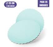 Base Para Tarta Redonda De 25 X 0,3 Cm - Azul (acabado Ondas) [25 Uds]