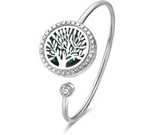 Crystal Aromatherapy Bracelet Bangle Diffuser Jewelry Tree of Life Perfume Oils Diffuser Aroma Diffuser Lockets Woman Bracelet