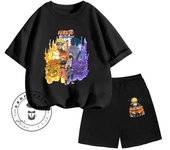 2024 Summer Most Popular Children's NARUTO Anime Character Print Design O-neck Lightweight Short Sleeve and Shorts Two-piece Set