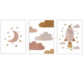 Set de 3 cuadros calidad premium con marco de madera - 30x40 cm o 50x70 cm - POSTER LAB