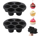 Accesorios para airfryer - 2 piezas - Bandeja de silicona para airfryer con 7 compartimentos - Resistente al calor - Libre de BPA - Antiadherente - Apto para pasteles, magdalenas y pudines