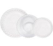MAXHOME-*La Mediterránea Vajilla 18 Piezas Colección Andra,New tuana,Diamond,Vajilla Transparente con diseño en relieve
