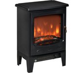 HOMCOM Chimenea Eléctrica Portátil de 900/1800W con Efecto de Llama Termostato Ajustable y Protección Sobrecalentamiento hasta 20 m² 39x26x54,8 cm