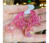 2PCS New Lovely Bright Pentagram Girls Elastic Hair Bands Kids Princess Hair Accessories Children Hair Ties Baby Headwear