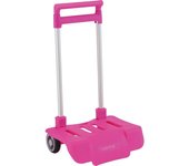 SAFTA - CARRO PORTA MOCHILAS PLEGABLE FUCSIA - Carro Plegable para Mochilas Fabricado en España - Carro para Mochila Versatilidad Universal Facilidad de Transporrte y Movilidad - Carro Mochila Variedad Estilos y Colores