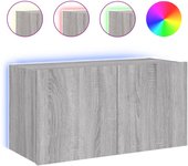 vidaXL Mueble de TV de pared con luces LED 80x35x41 cm, Mueble de Salon, Mueble TV, Mueble TV salon, Mesa de TV, Mueble tele