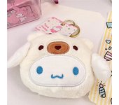 Sanrio Kuromi Plush Keychain Wallet Melody Cinnamoroll Plushies Coin Purse Earphone Organizer Bag Pendant Key Ring Girls Gifts