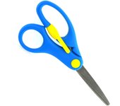 Tijera Aprendizaje SPRING (14 cm) Especial para Niños  con Asas Asimétricas y  Muelle que reduce un 60% menos esfuerzo, ambidiestra,  puntas redondeadas de seguridad, Acero Inoxidable, por SDI by Office box.