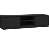 Mueble TV combinadoMueble de TV madera contrachapada negro 140x40x35,5 cm