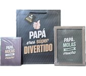 YUMO HOUSE - Portafotos Papá + bolsa regalo + tarjeta felicitación, marco de foto para padre