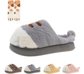 Pantuflas con forma de pata de gato para mujer, pantuflas de gatito peludas, gruesas y antideslizantes para mujer, lindas pantuflas de gato en 3D, zapatos cálidos para el hogar