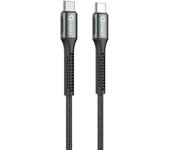 Cable Qcharx Prague tipo C a tipo C 3A 60W (1m) Cable de tela suave negro de aleación de aluminio