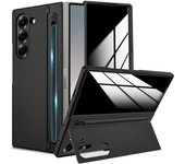 Funda para Samsung Galaxy Z Fold 6 con soporte para S Pen, ranura para lápiz Fold6 con protector de pantalla de privacidad, soporte plegable, carcasa rígida de policarbonato a prueba de golpes y antiespía para Z Fold 6, color rosa