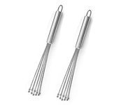 2 Pieces Stainless Steel Ball Wire Egg Beater Manual Mixer Whisk Set Kitchen Whisks For Cooking, Stirring