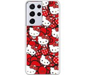 Funda original compatible con Samsung Galaxy S21 Ultra - S30 Ultra - Hello Kitty Lazos Rojos y Topos