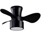 FABRILAMP Ventilador de Techo DC 24W Kos Negro con 3 Aspas y Luz LED Integrada
