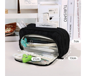 1pc Stationery Bag Pencil Case Large Capacity Pen Case Stationery Box Cosmetics Bag Portable Gifts