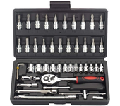 46pc Drive Socket Set 1/4 inch Ratchet Wrench Set with Sockets Metric Hex Bit Socket Set Mechanic Tool Kits for Hous Auto Repair