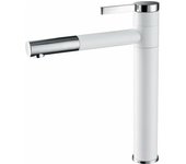 Grifo Blanco para fregadero de contiente, Grifo para lavabo de Baño de latón, Grifo monomando para lavabo con Caño giratorio de 360 °