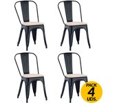 Adec Pack 4 Sillas Comedor Tolix Negro Diseño Industrial