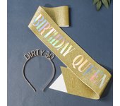 21 30 50 years old Rhinestone Letter Tiara Birthday Girl Shoulder Belt Etiquette Sash Set Party Dercation Women Hair Accessories