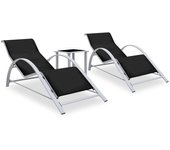 vidaXL Tumbonas con mesita 2 unidades aluminio Sillas de Exterior Ideal para jardín, playa, piscina, terraza Tumbona Piscina Tumbonas Playa Tumbonas Jardín Exterior