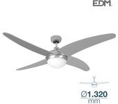 Ventilador de techo modelo caspio plateado/niquel potencia: 60w aspas: ø132cm con mando a distancia edm