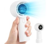PORCHEDDU Mini ventilador portátil de mano, Pequeño ventilador Turbo personal, velticdad (1-100) ventilador de mano ajustable with Pantalla LED, ventilador de escretorio recargable de 3000 mAh para el