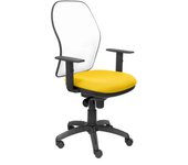 Piqueras Y Crespo Silla de Oficina Ergonómica Blanca con Asiento Amarillo Bali