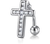 Women Trendy Belly Piercing Stainless Steel Crystal Belly Button Piercings Dangle Flower Accessories Punk Women's Navel Rings