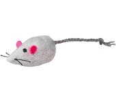 TRIXIE Set de Ratón Peluche con Cascabel - Pack de 4 unidades blanco/gris