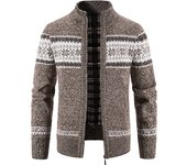 New Winter Men's Fleece Cardigan Knit Sweater Coat Casual Knitted Jacket High Quality Male Clothing Beige