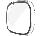 Screen Protector for Fitbit Versa 4/Sense 2 Hard PC Bumpe Protective HD Tempered Glass Case All-Around Full Cover Bumper Shell