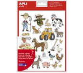 Apli Gomets Temáticos la Granja - 69 Gomets en 3 Hojas - Ilustraciones Educativas