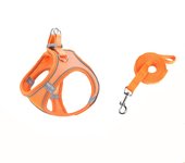 Correa para mascotas tipo chaleco, arnés para perros y gatos, cadena reflectante y transpirable para pasear perros, (S, naranja)
