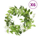 vidaXL Guirnaldas de Flores de Navidad Coronas Adornos 6 uds 200 cm Color Blanco,  Morado, y mas