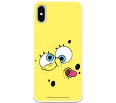 Funda original compatible con iPhone X o XS con un diseño de Bob Esponja Cara Fondo Amarillo