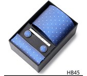 Mix Colors Holiday Gift 7.5 cm Tie Man  Pocket Squares Cufflink Set Necktie Box Man Wedding Accessories Fit Group