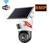 4G SIM Card Solar Camera WiFi 360 IP Camera 8MP 4K CCTV Battery Cameras Outdoor Dual Lens Smart Home Security Surveillance Solar