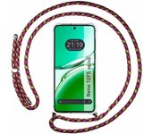 Tumundosmartphone Funda Colgante Transparente para Oppo Reno 12FS 4G / 12 FS 5G con Cordon Rosa / Dorado