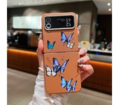 Colorful Butterfly Leather Texture Case For Samsung Galaxy Z Flip 5 4 6 3 5G Folding Soft TPU Phone Cover For Samsung Z Flip4