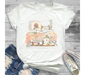 Lovely Style Pet Print T-Shirt Crew Neck Casual Short Sleeve T-Shirt Spring Summer Women's Clothing Fashion Simple Short Sleeve