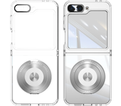 Magnetic Rotate Holder Clear Phone Case for Samsung Galaxy Z Flip 6 5 Flip6 Flip5 5G Transparent Protection Shockproof Cover