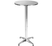 Tectake - Mesa de terraza de aluminio Ø 60 cm ajustable en altura  Pie de aluminio  Resistente  Tablero con revestimiento de acero inoxidable pulido  Fundas protectoras de goma en las patas para mayor estabilidad