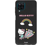 Funda original compatible con Samsung Galaxy A22 4G Negro con un diseño de Hello Kitty girl power